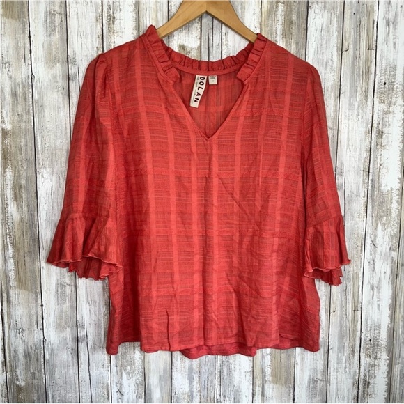 Dolan Left Coast Tandy Ruffle Blouse Peachy Pink Women’s Size Medium - Picture 2 of 5